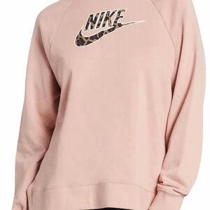 Nike Women's Blush Pink Sweatshirt with Leopard Logo